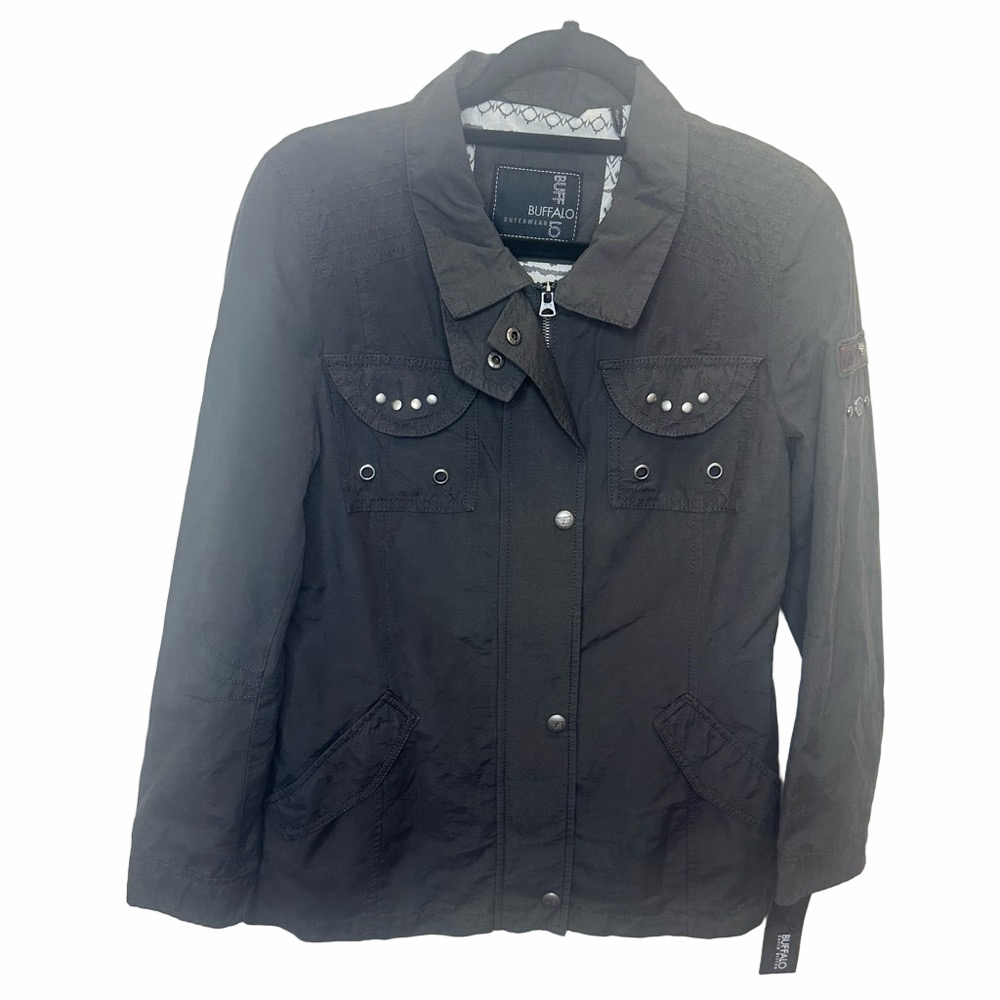 NWT BUFFALO David Bitton Brown Studded Military Coat Size Small